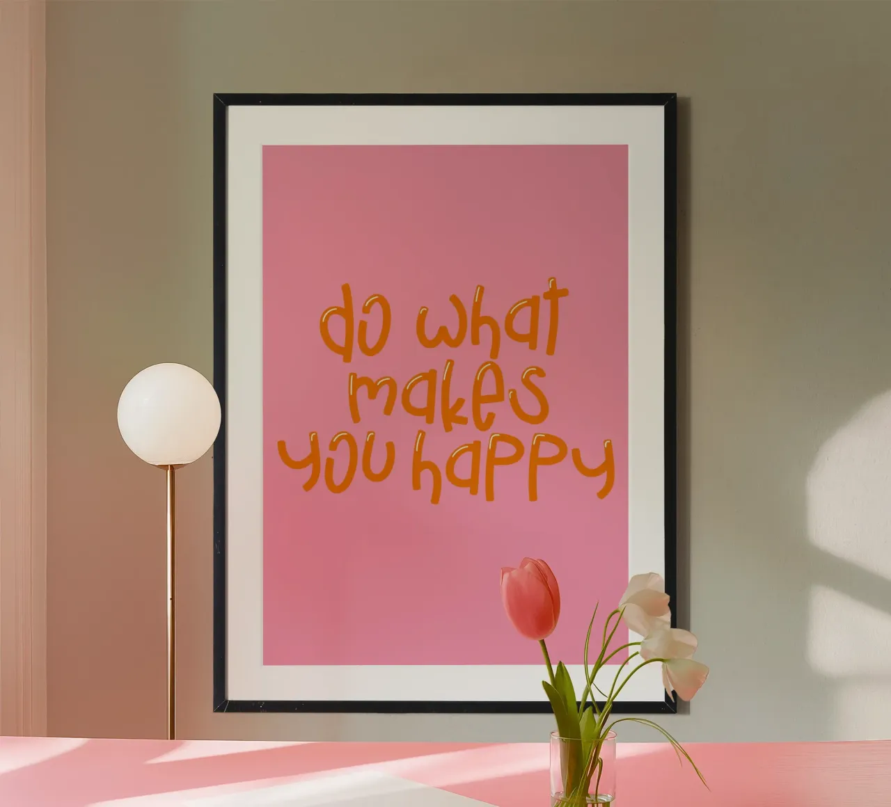 Stampa di una citazione positiva - "Fai ciò che ti rende felice". poster da Ink &Echo