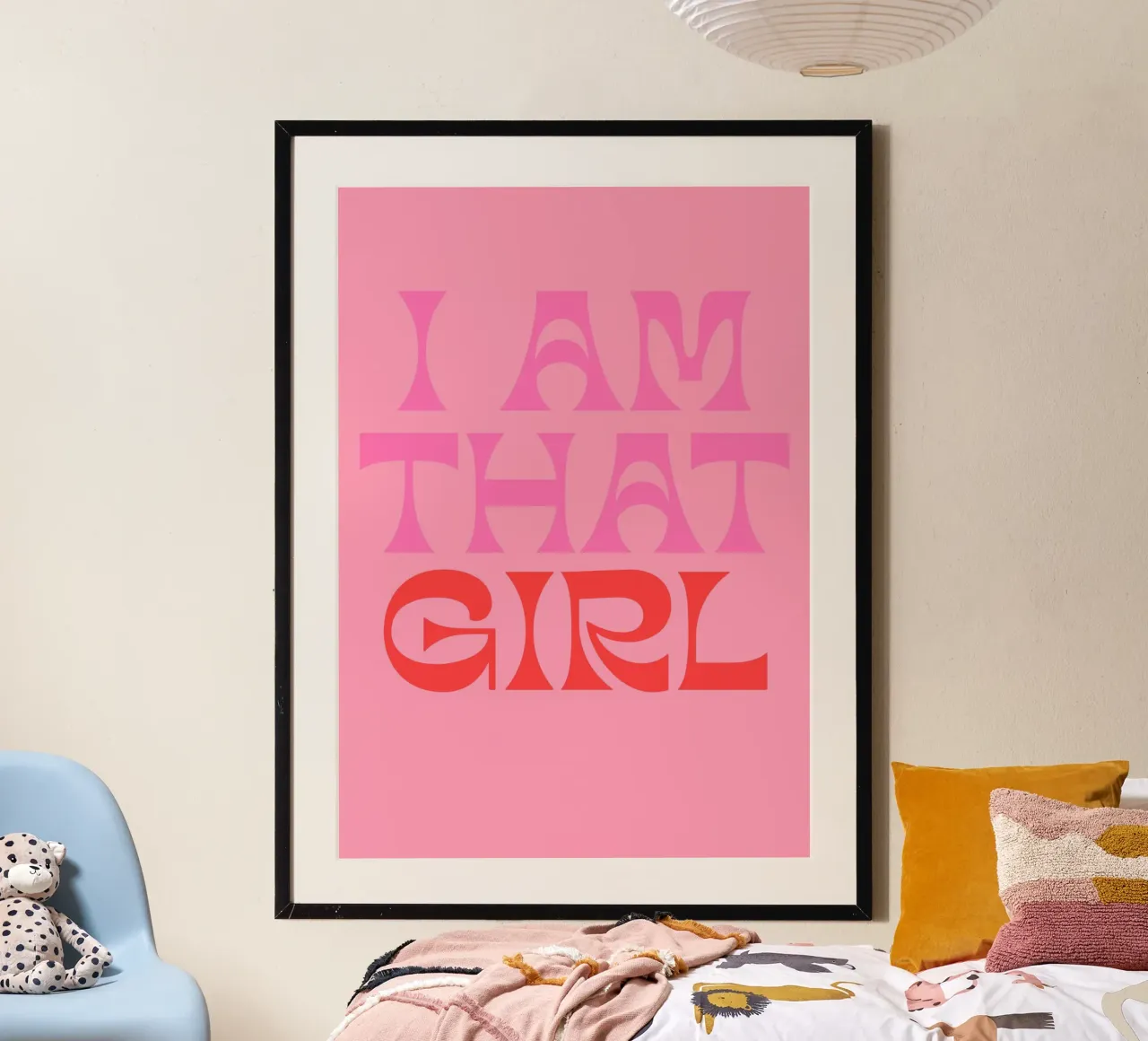 Citations à imprimer - "Je suis cette fille" en rose vif et rouge poster de The Art Club