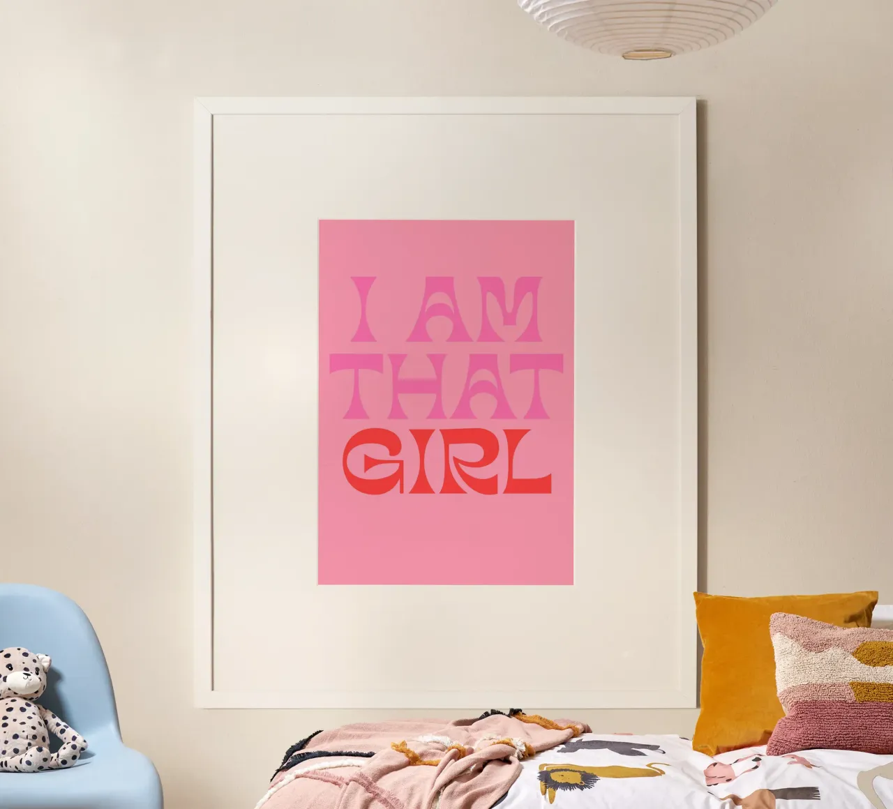 Citations à imprimer - "Je suis cette fille" en rose vif et rouge poster de The Art Club