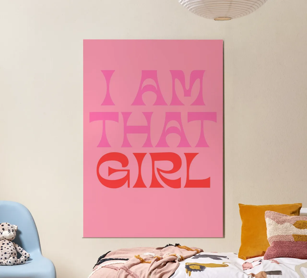 Citations à imprimer - "Je suis cette fille" en rose vif et rouge poster de The Art Club