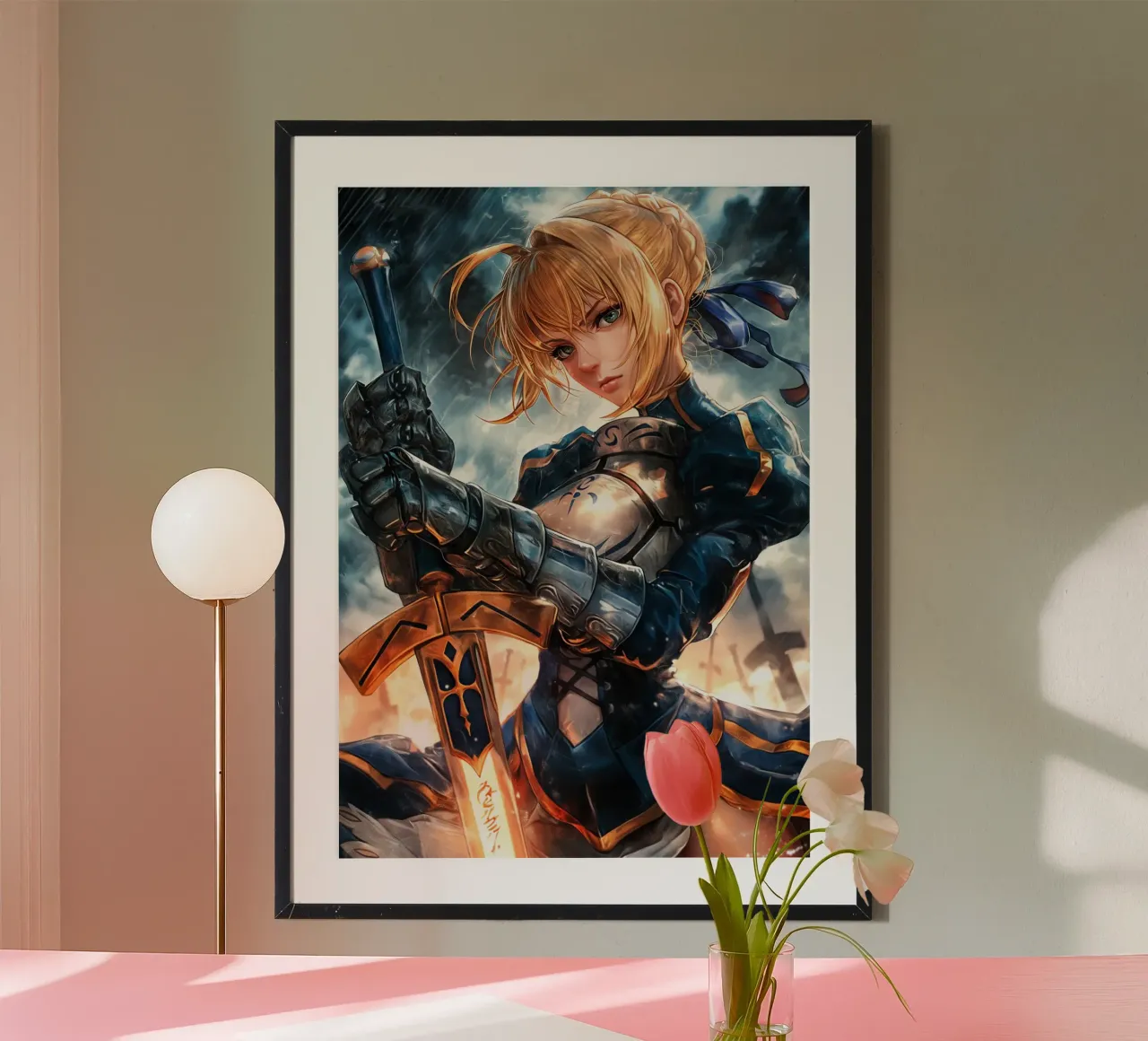 Saber Excalibur Morgan Knight Fate Serie Anime poster da Stellar Creative