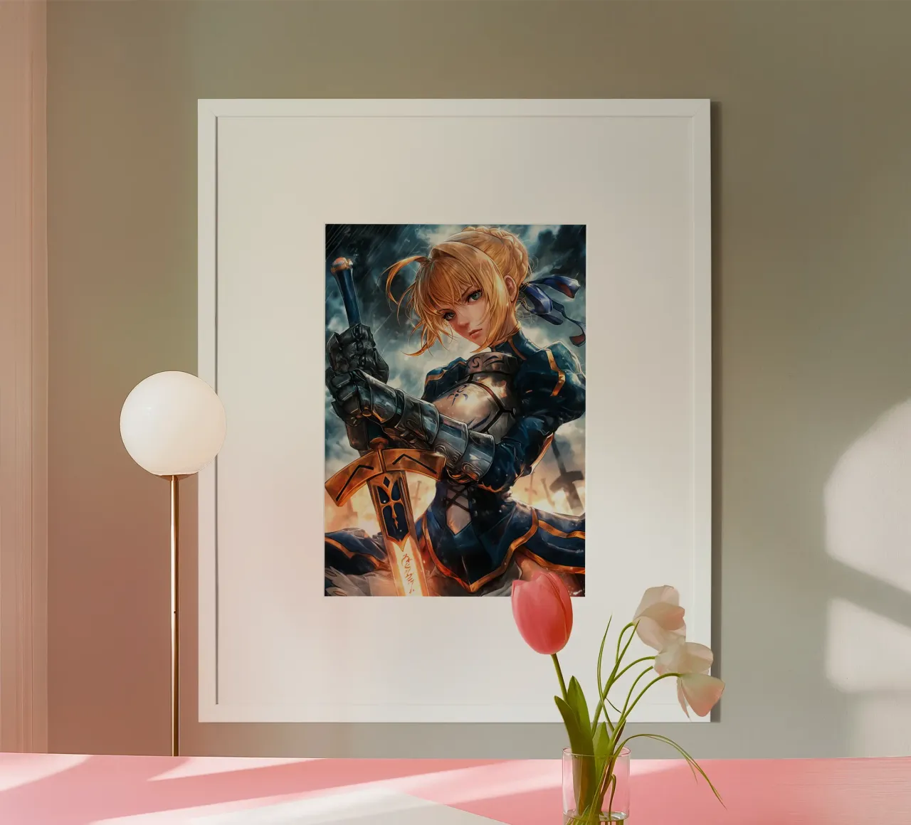 Saber Excalibur Morgan Knight Fate Serie Anime poster da Stellar Creative