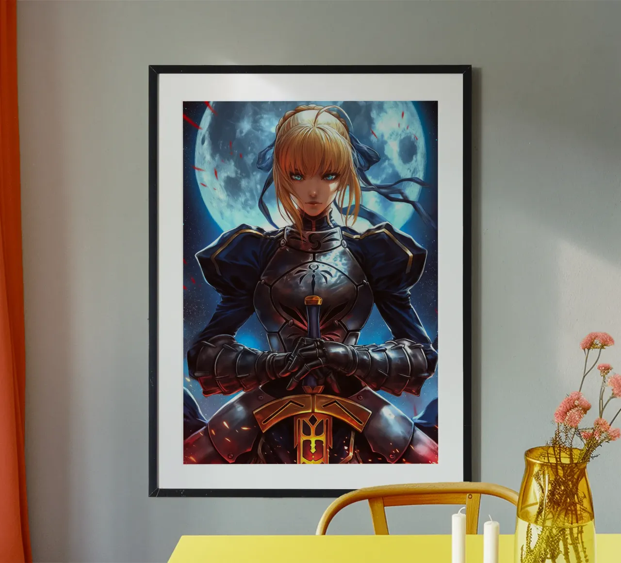 Saber Excalibur Morgan Knight Fate Serie Anime poster da Stellar Creative