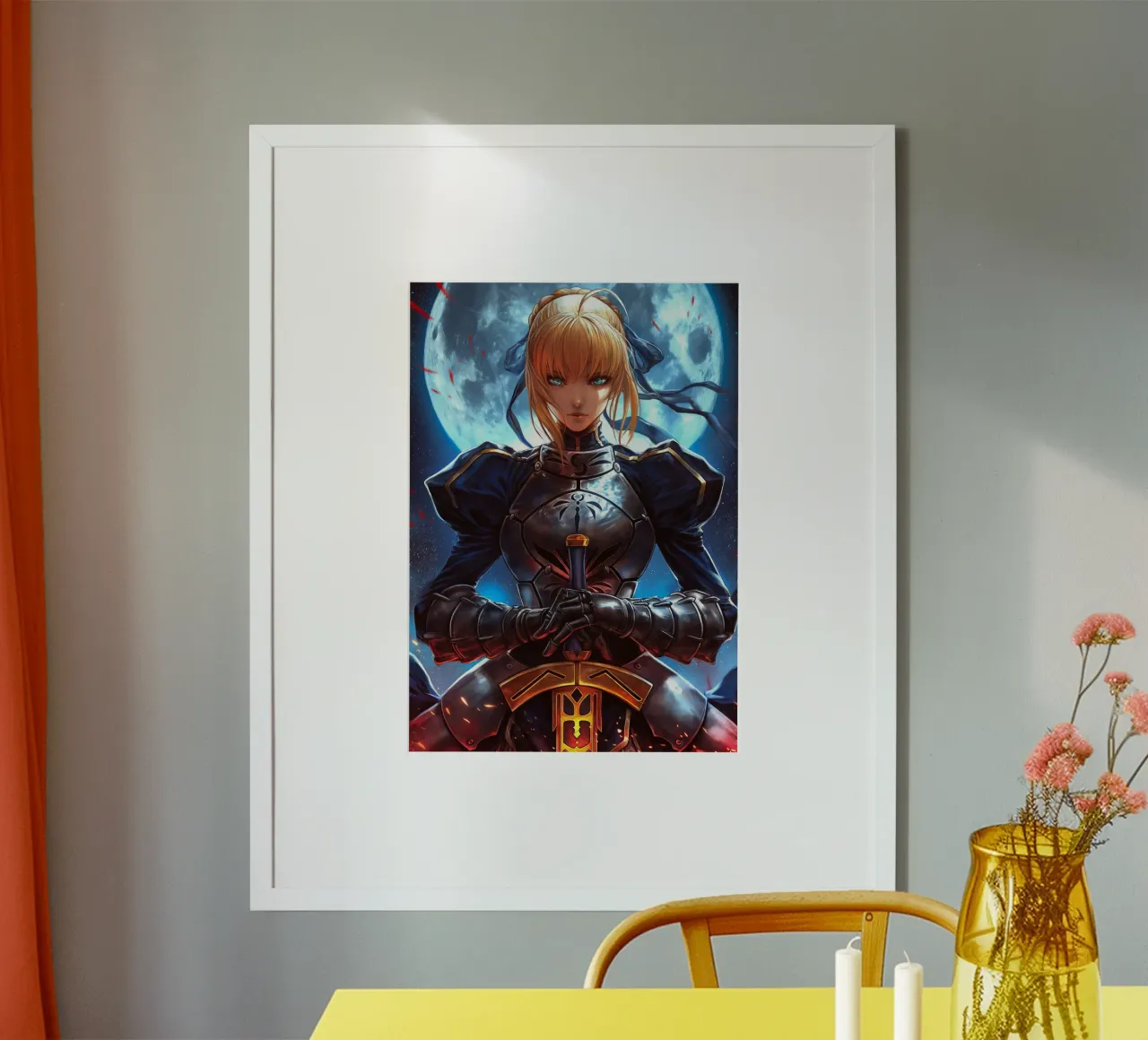 Saber Excalibur Morgan Knight Fate Serie Anime poster da Stellar Creative