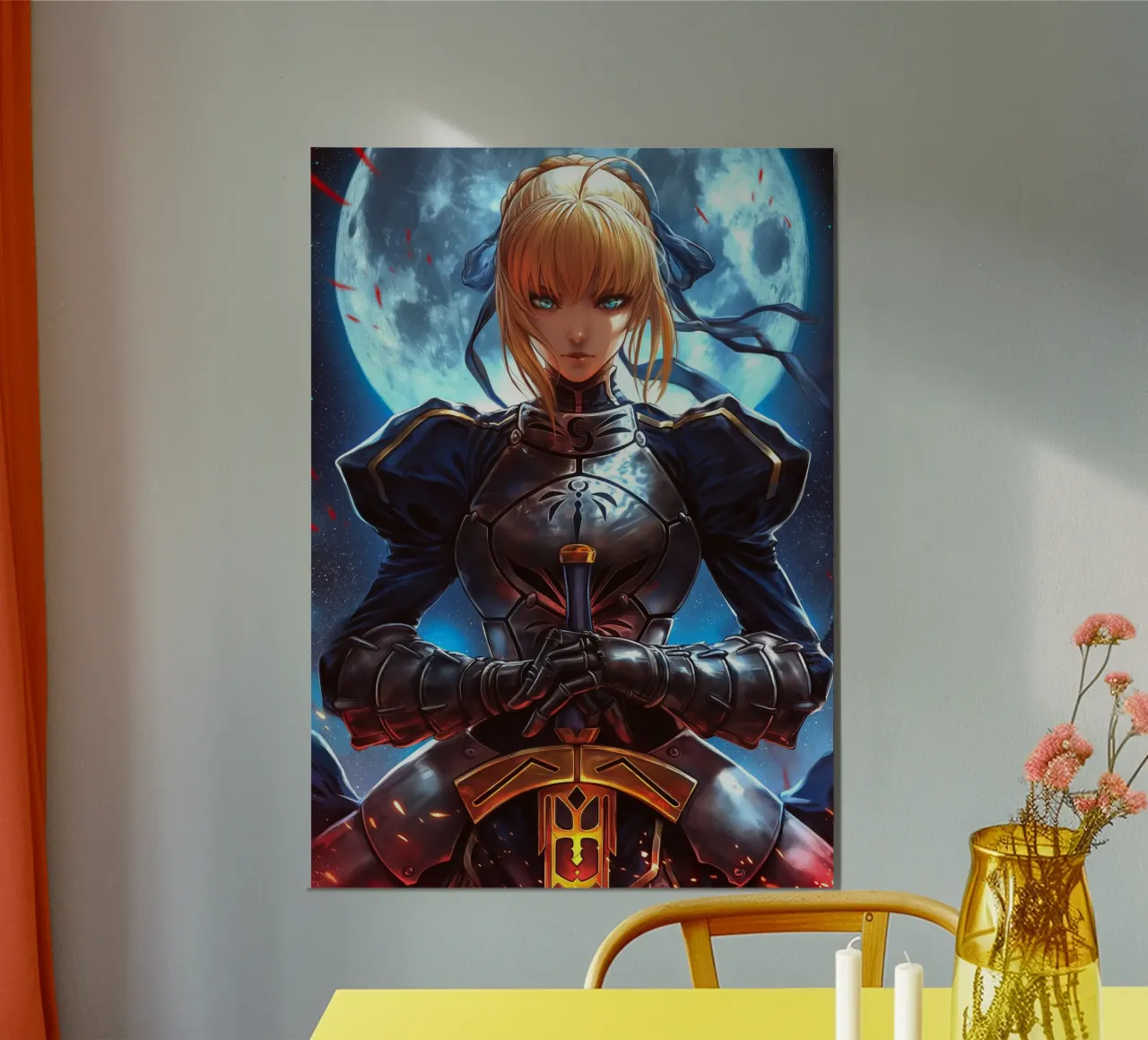 Saber Excalibur Morgan Knight Fate Serie Anime poster da Stellar Creative