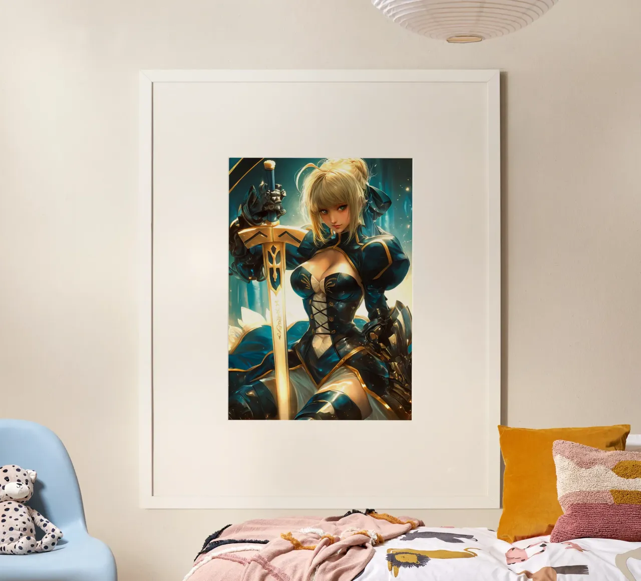 Saber Excalibur Morgan Knight Fate Serie Anime poster da Stellar Creative