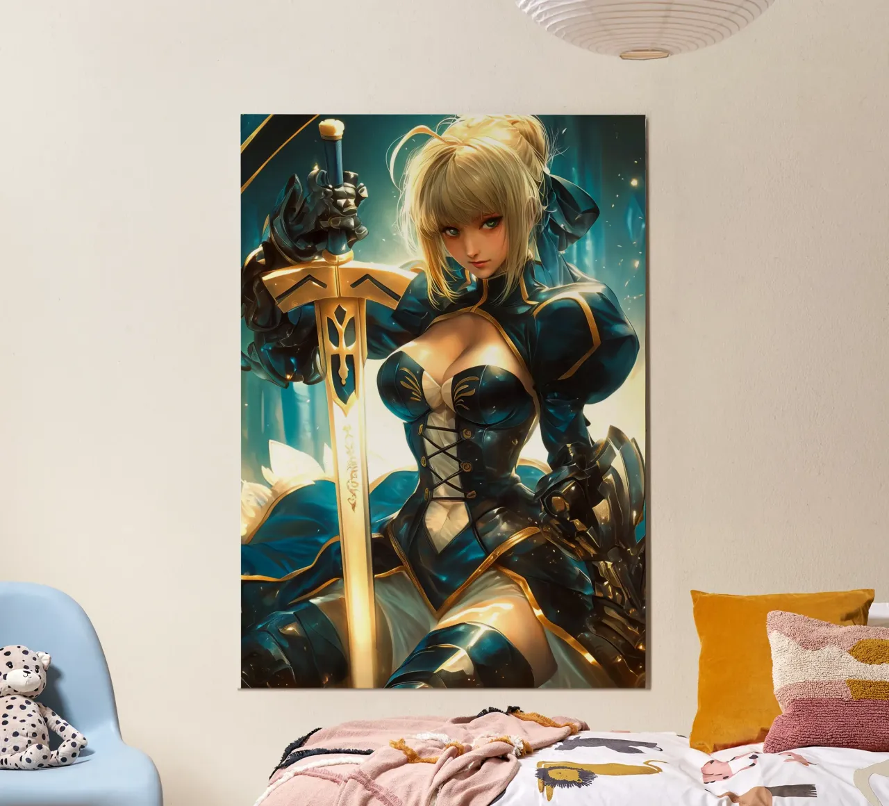 Saber Excalibur Morgan Knight Fate Serie Anime poster da Stellar Creative