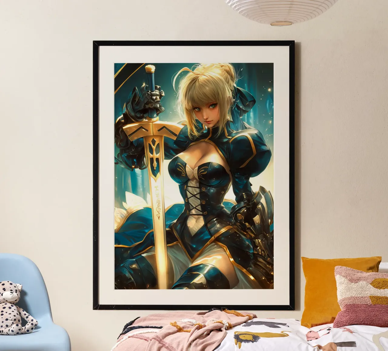Saber Excalibur Morgan Knight Fate Serie Anime poster da Stellar Creative