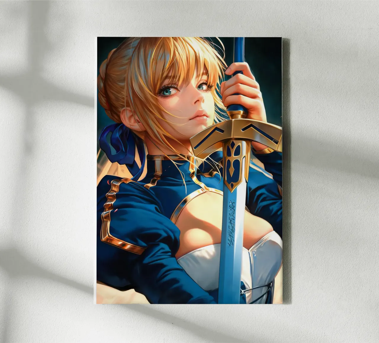 Saber Excalibur Morgan Knight Fate Series Anime canvas with Floater frame by Stellar Creative