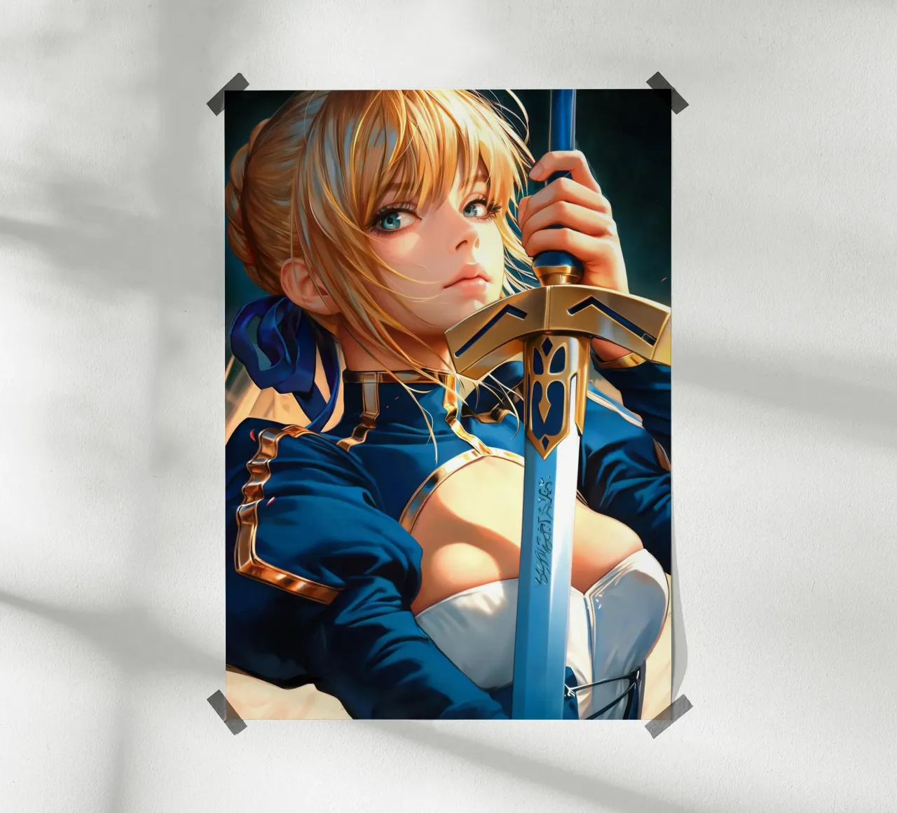 Saber Excalibur Morgan Knight Fate Series Anime poster de Stellar Creative