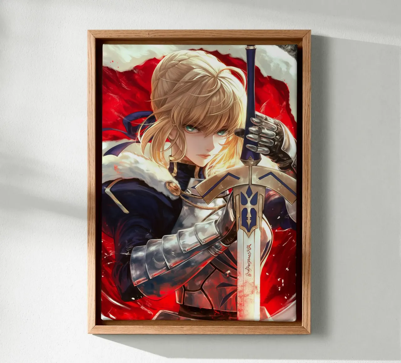 Saber Excalibur Morgan Knight Fate Series Anime canvas with Floater frame by Stellar Creative