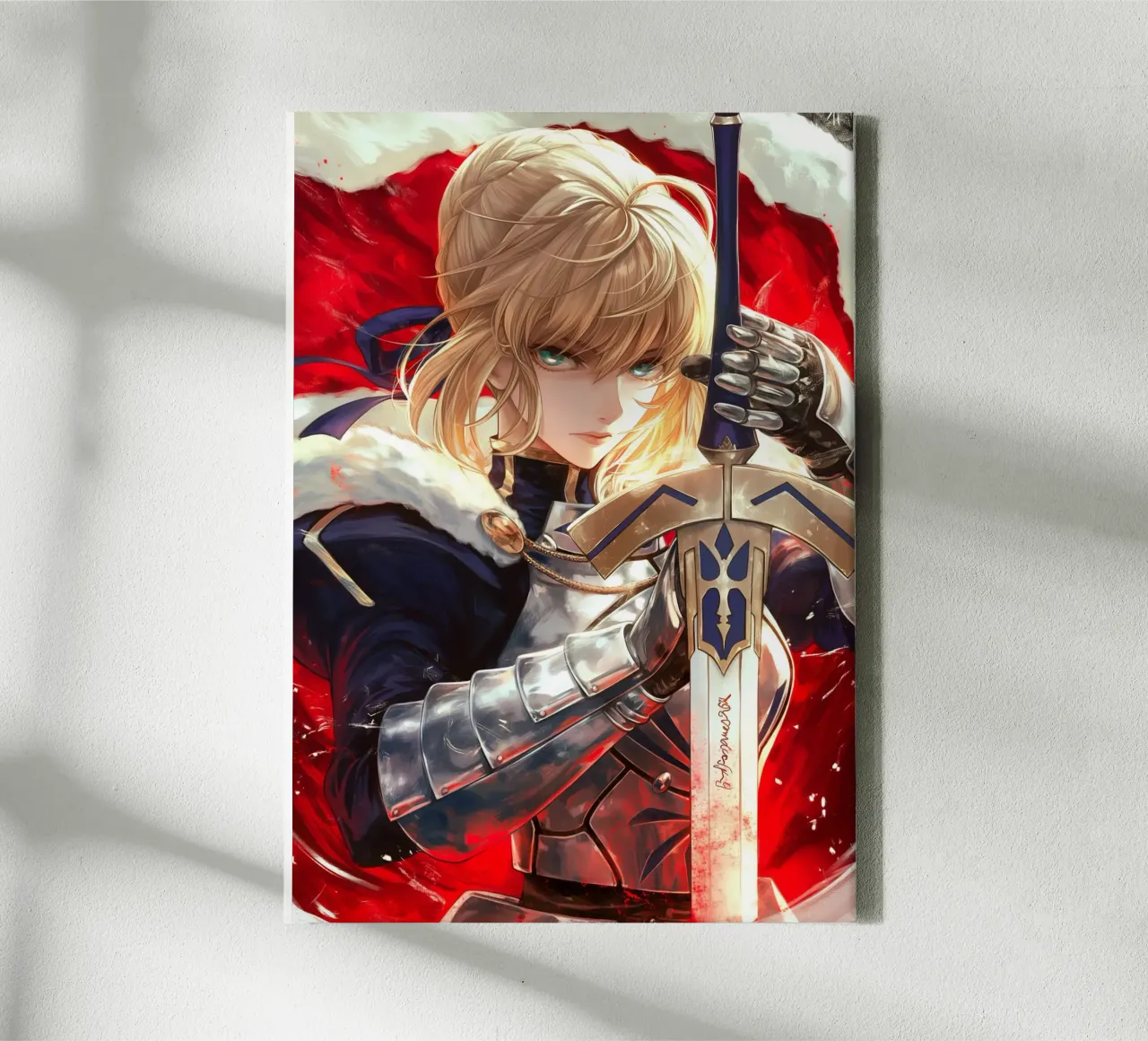 Saber Excalibur Morgan Knight Fate Series Anime canvas with Floater frame by Stellar Creative