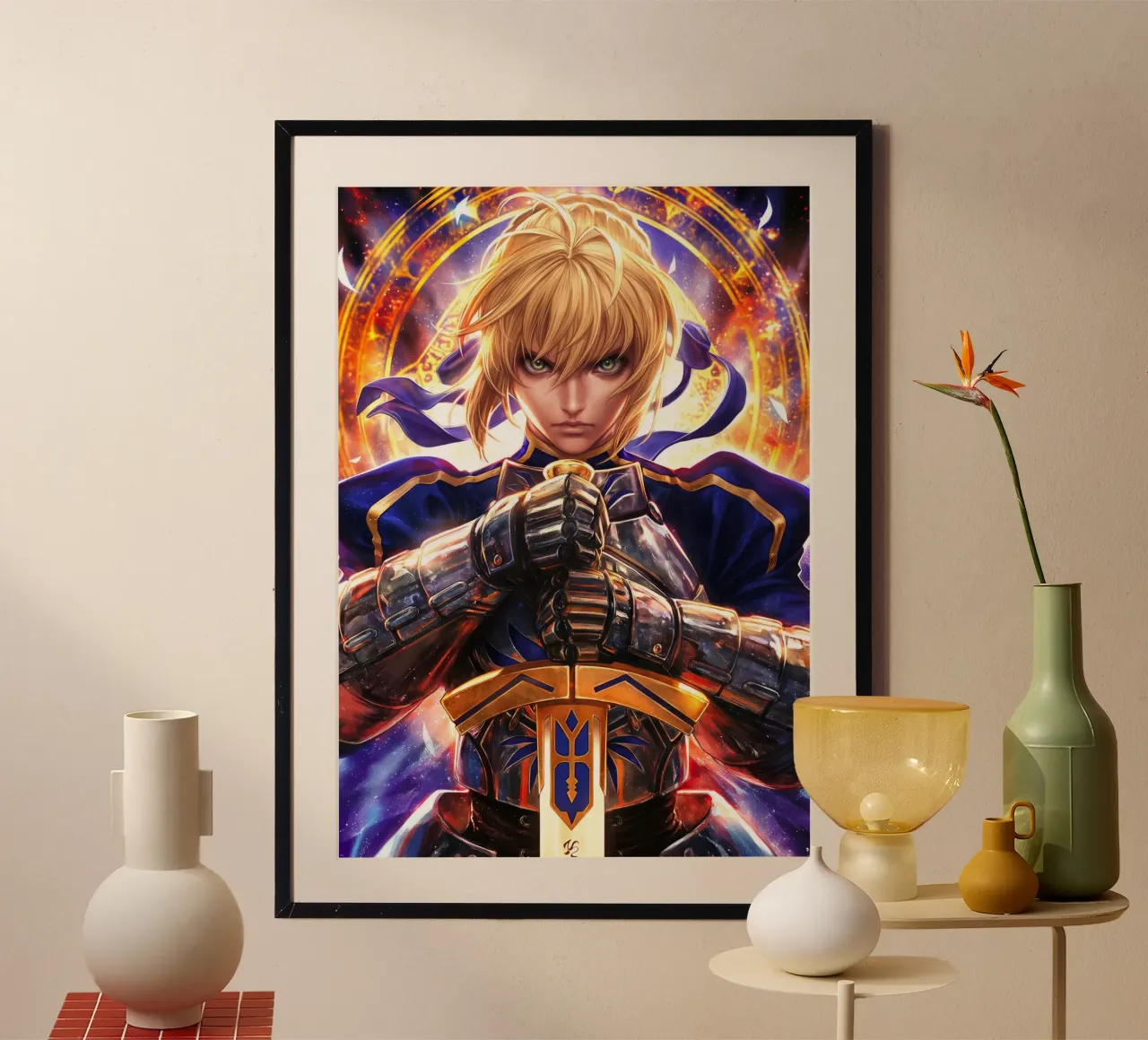 Saber Excalibur Morgan Knight Fate Series Anime poster de Stellar Creative