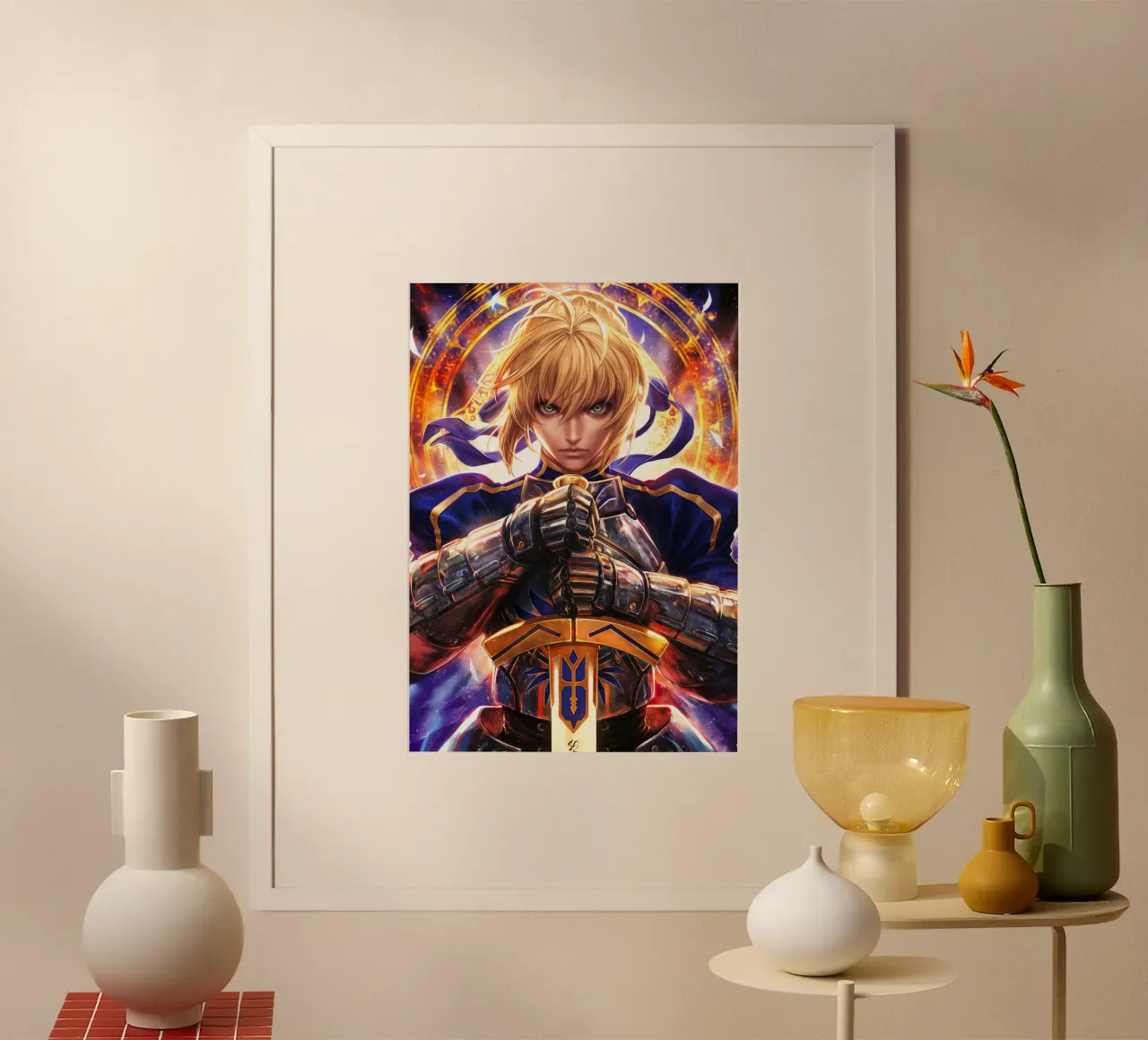 Saber Excalibur Morgan Knight Fate Series Anime poster de Stellar Creative