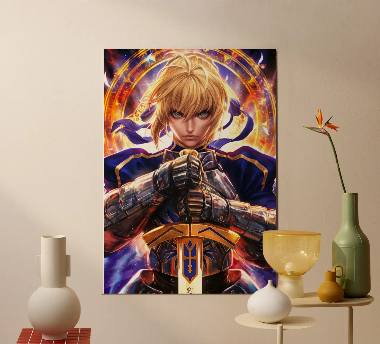 Saber Excalibur Morgan Knight Fate Series Anime poster de Stellar Creative