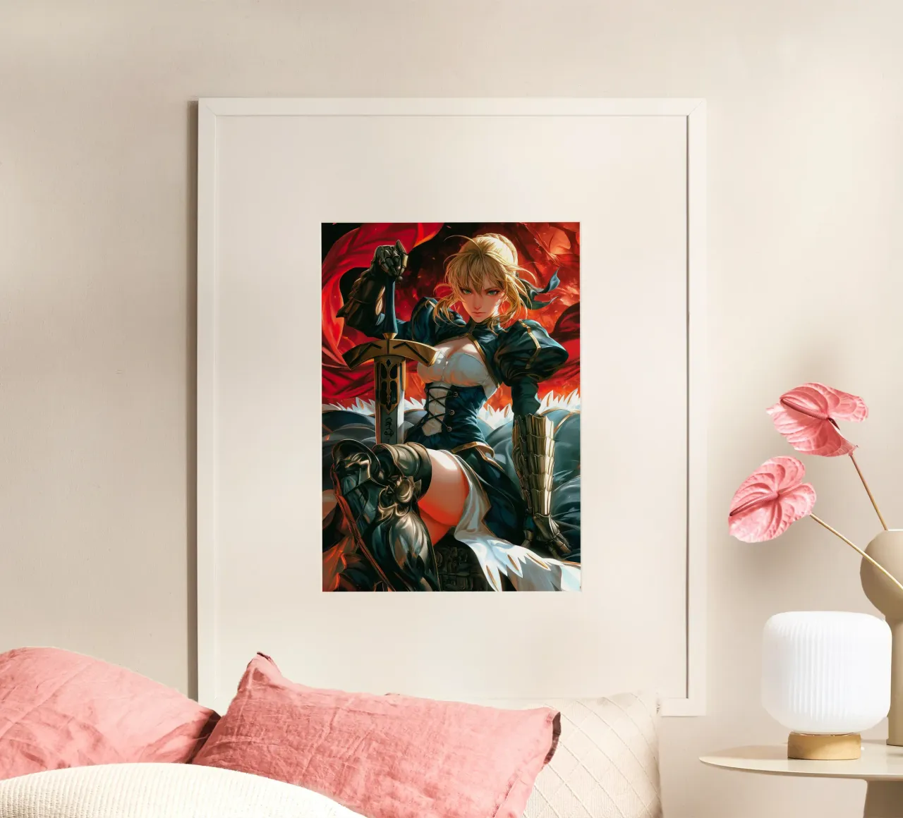 Saber Excalibur Morgan Knight Fate Serie Anime poster da Stellar Creative