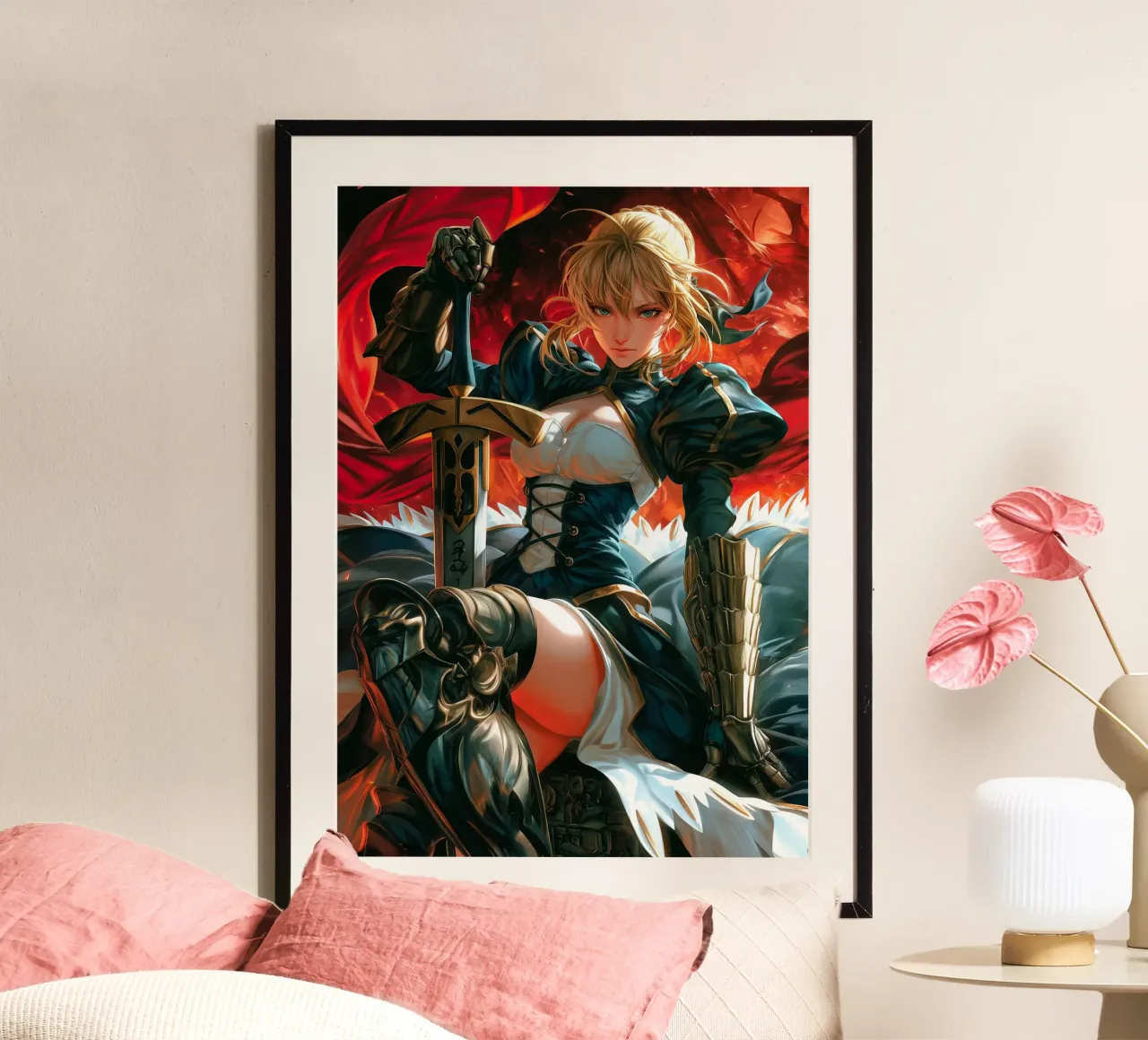Saber Excalibur Morgan Knight Fate Serie Anime poster da Stellar Creative