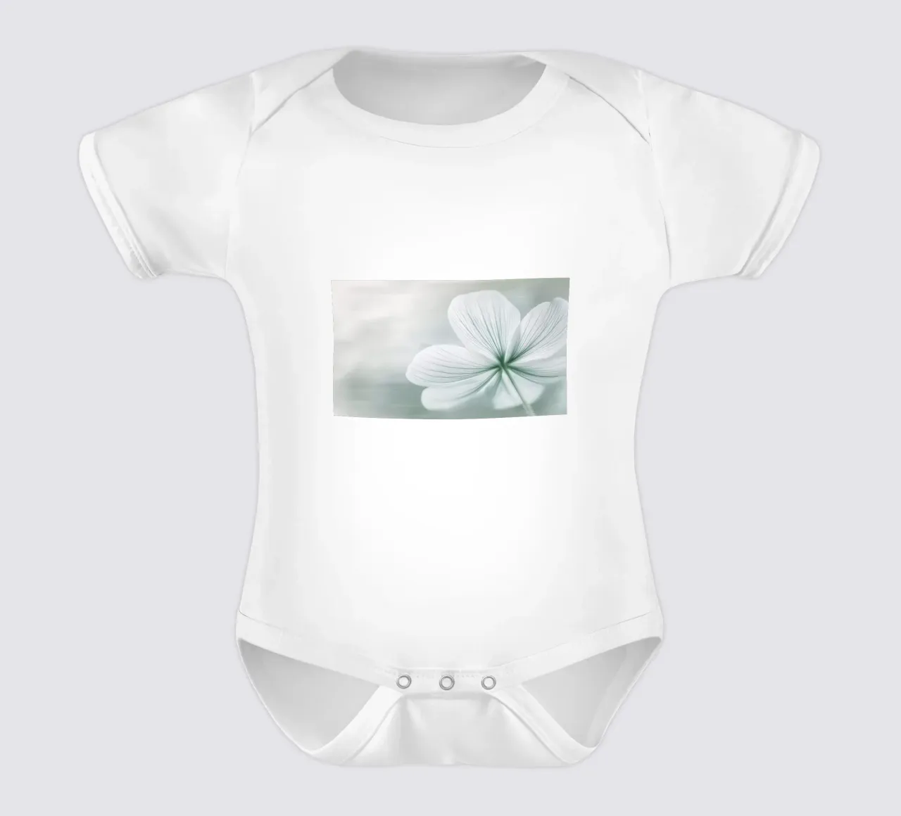 Blüte weiß und grün Kurzarm Babybody von Imagine