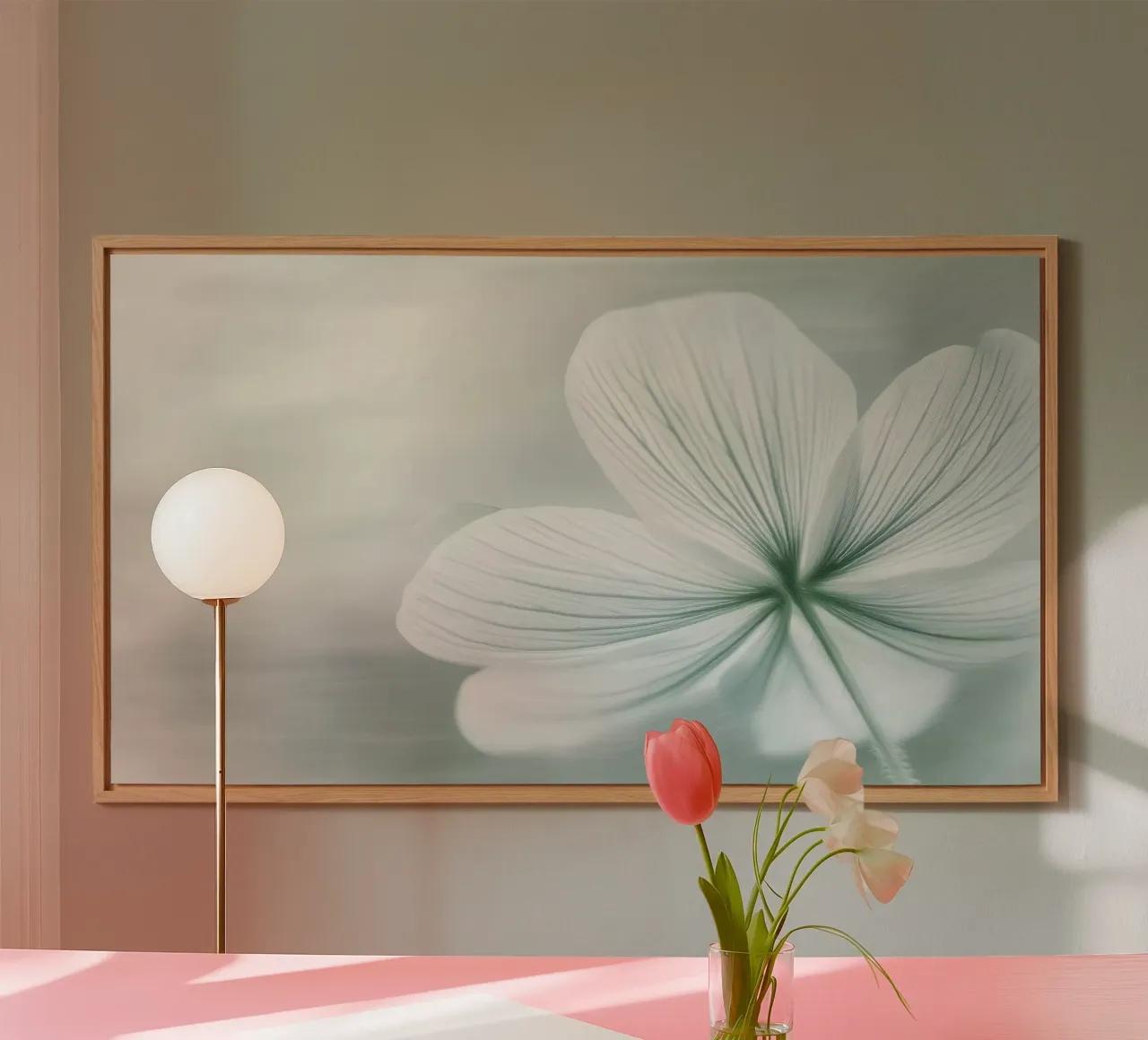 Fiore bianco e verde alluminio dibond da Imagine