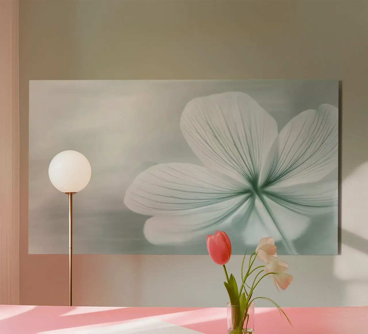 Fiore bianco e verde alluminio dibond da Imagine