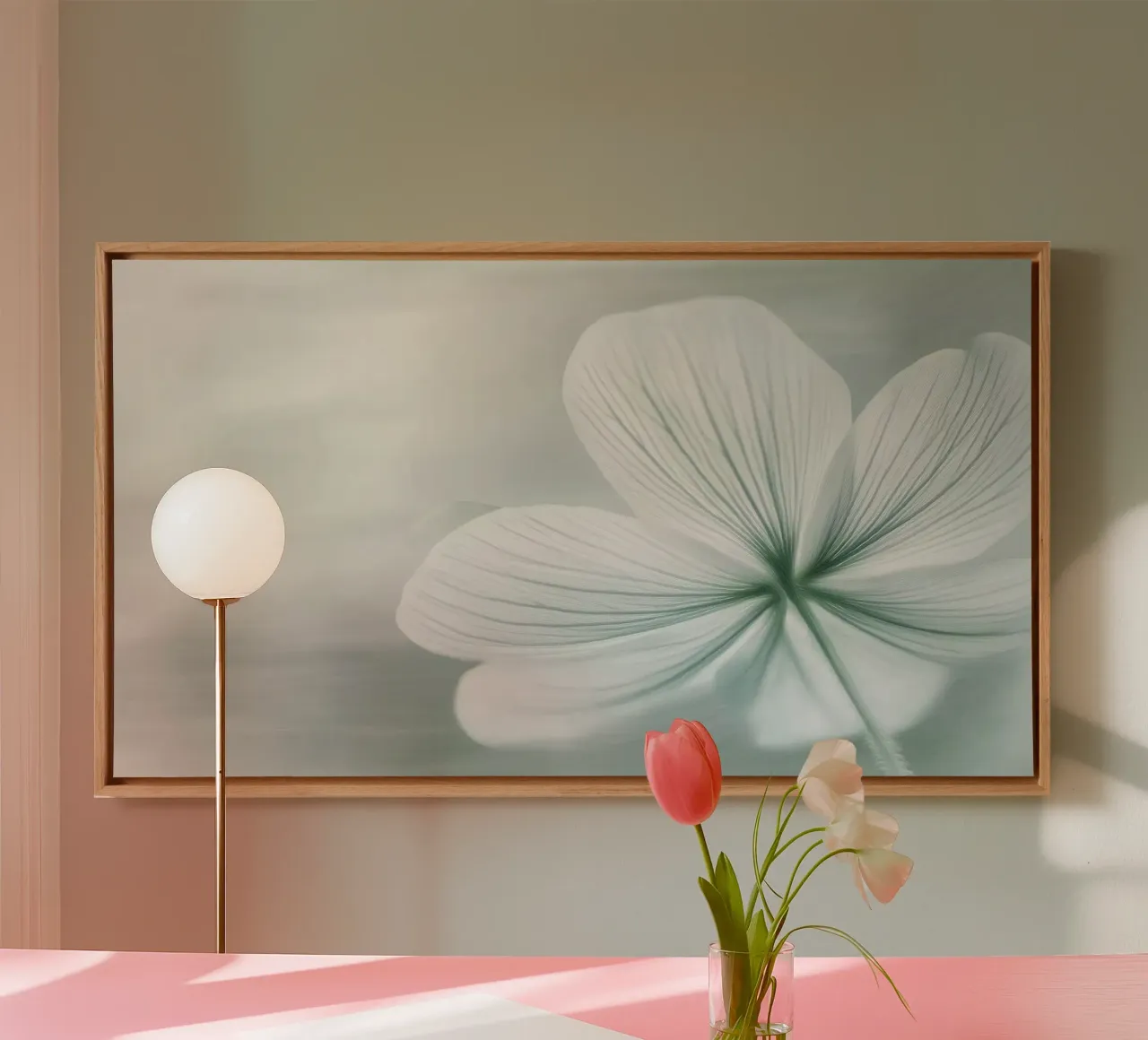 Bloem wit en groen canvas met Baklijst van Imagine