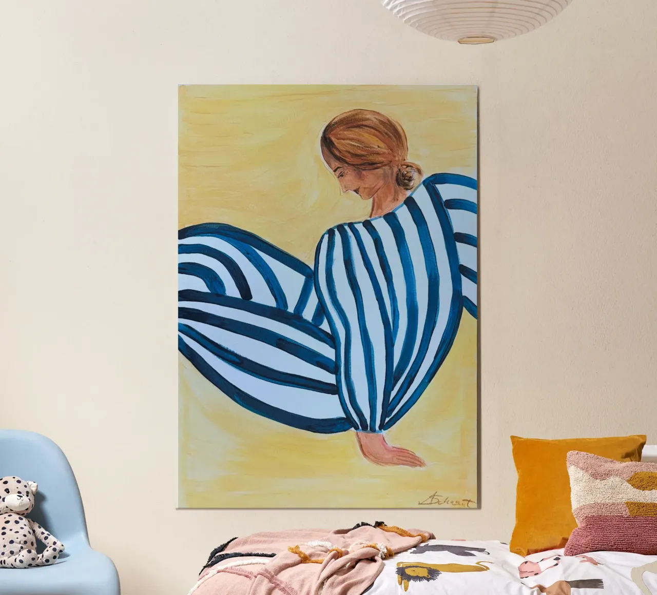 Donna sulla spiaggia poster con telaio in alluminio da Kunst.der.Amelie