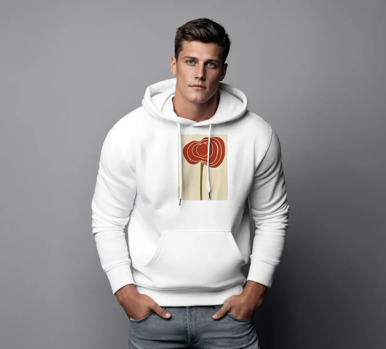 Fiore rosso astratto felpa con cappuccio da Imagine
