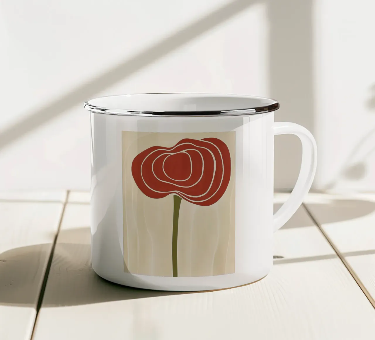 Fiore rosso astratto tazza in smalto da Imagine