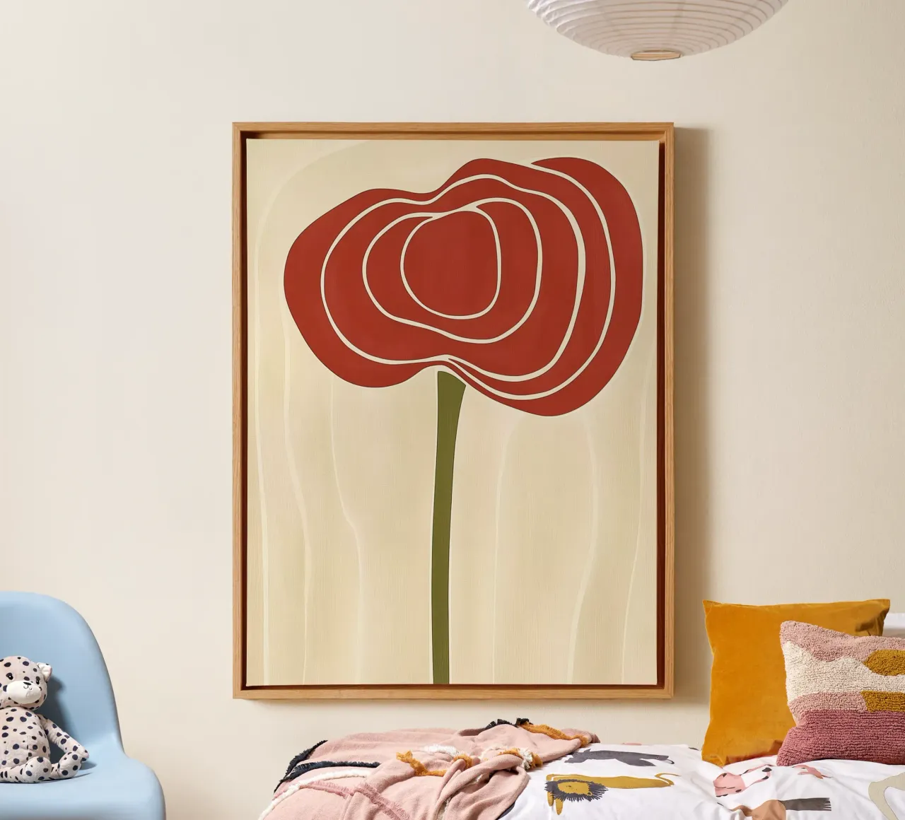 Red flower abstract canvas with Floater frame by Imagine