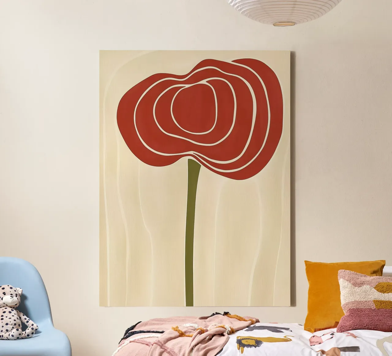 Red flower abstract canvas with Floater frame by Imagine