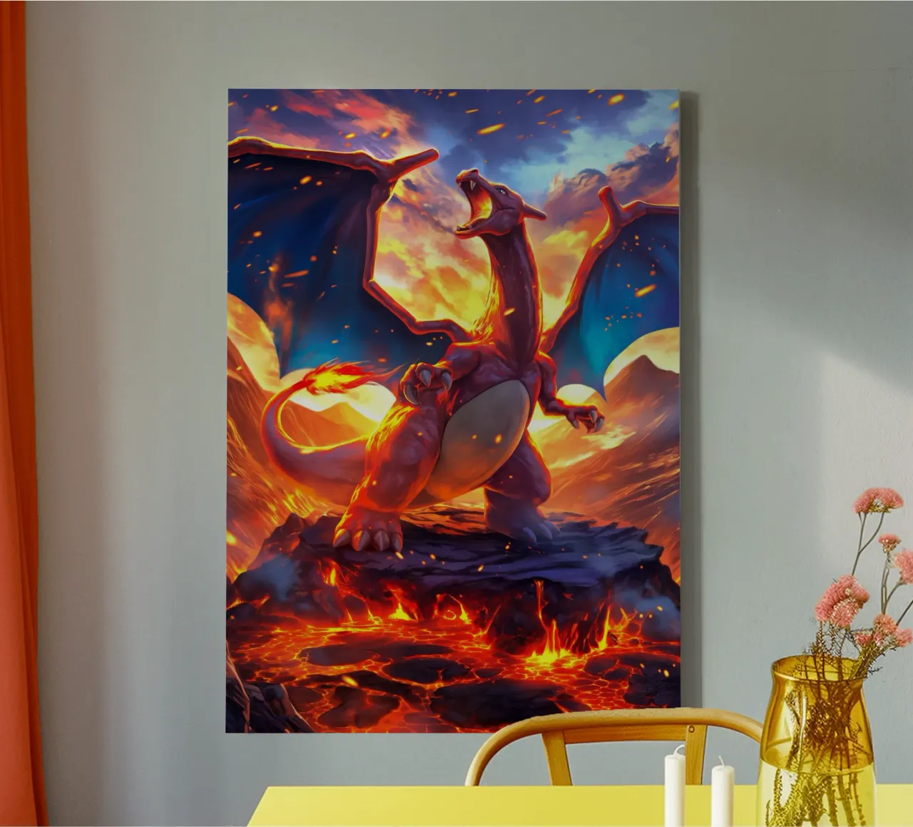 Pokemon Charizard tela con Cornice a cassetta da Stellar Creative