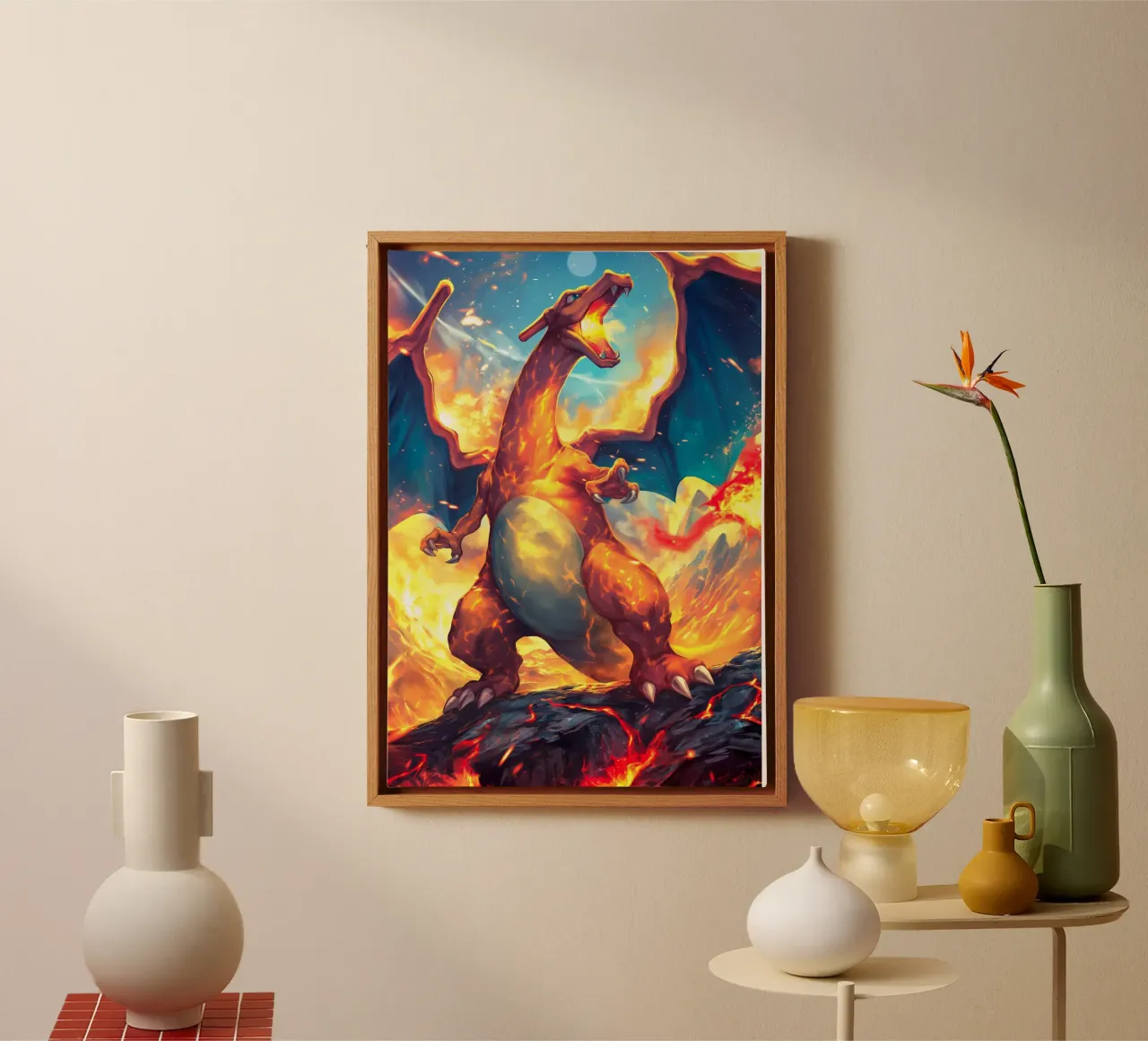 Pokemon Charizard canvas met Baklijst van Stellar Creative
