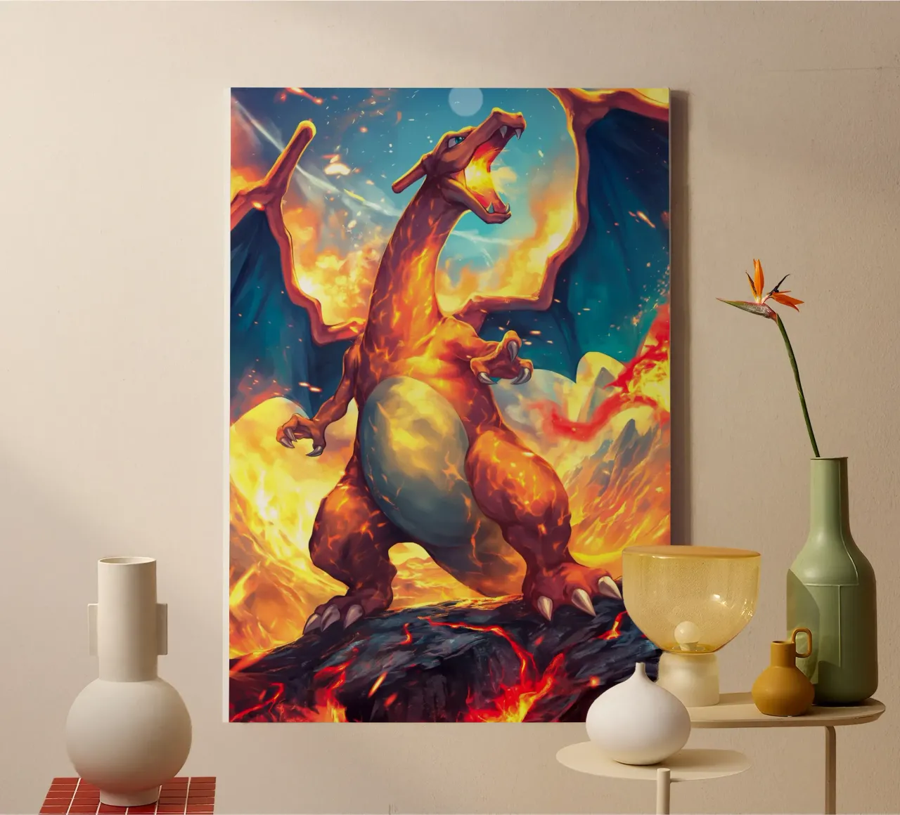 Pokemon Charizard canvas met Baklijst van Stellar Creative