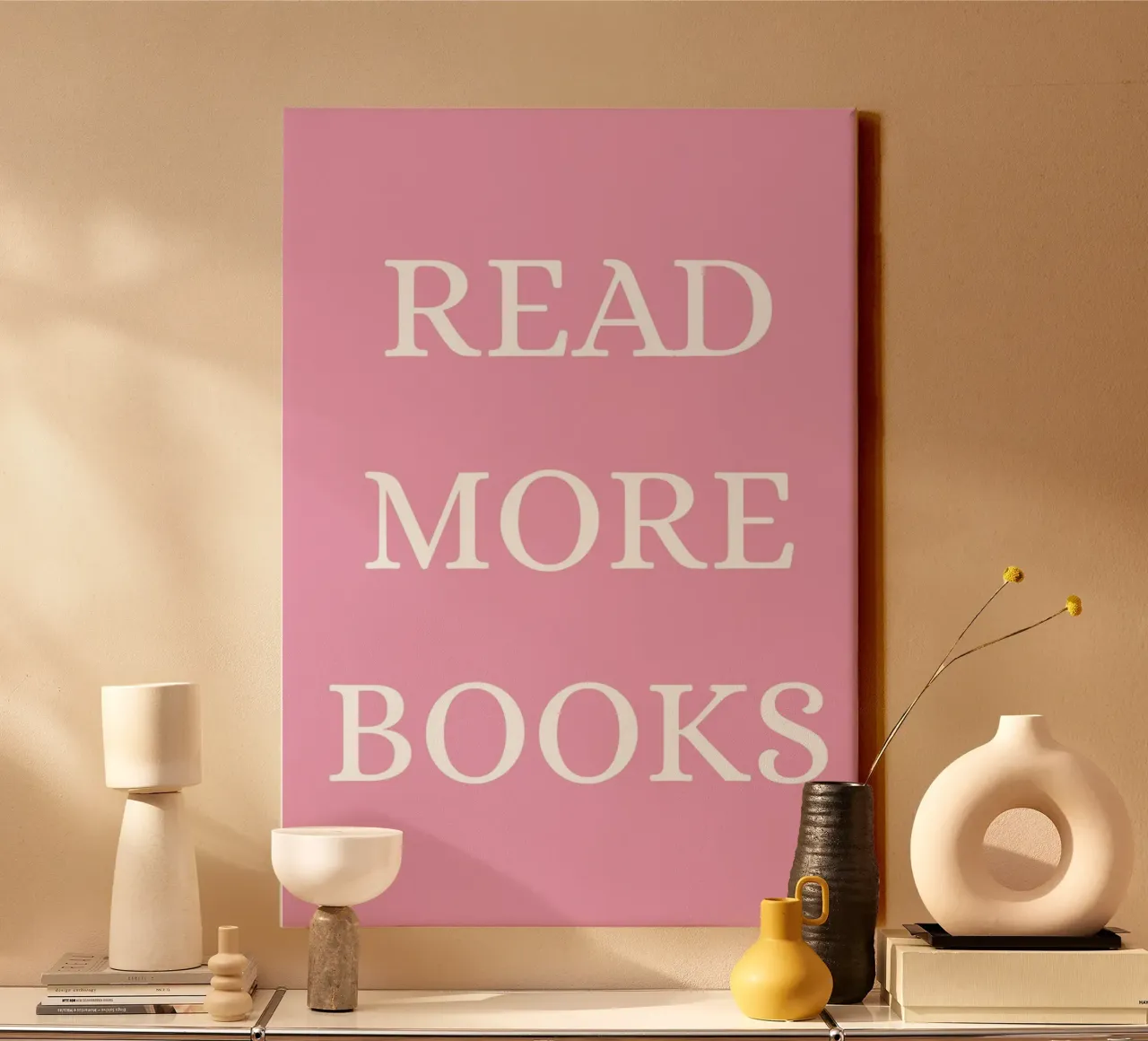 Read More Books Quote Print – Minimal Typography canvas with Floater frame by The Art Club