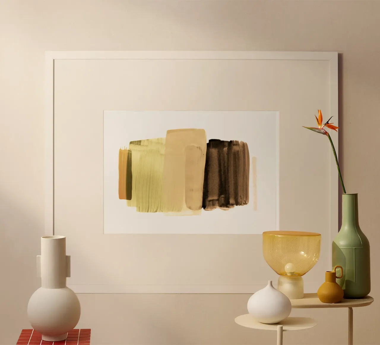minimalism 17 - yellow poster con telaio in alluminio da IRIS LEHNHARDT FINE ART