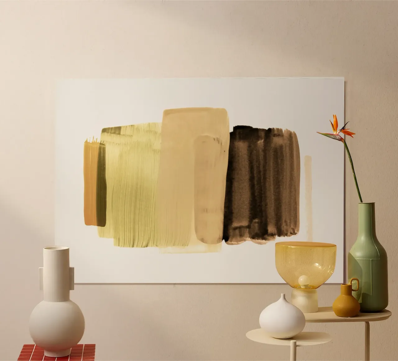 minimalism 17 - yellow poster con telaio in alluminio da IRIS LEHNHARDT FINE ART
