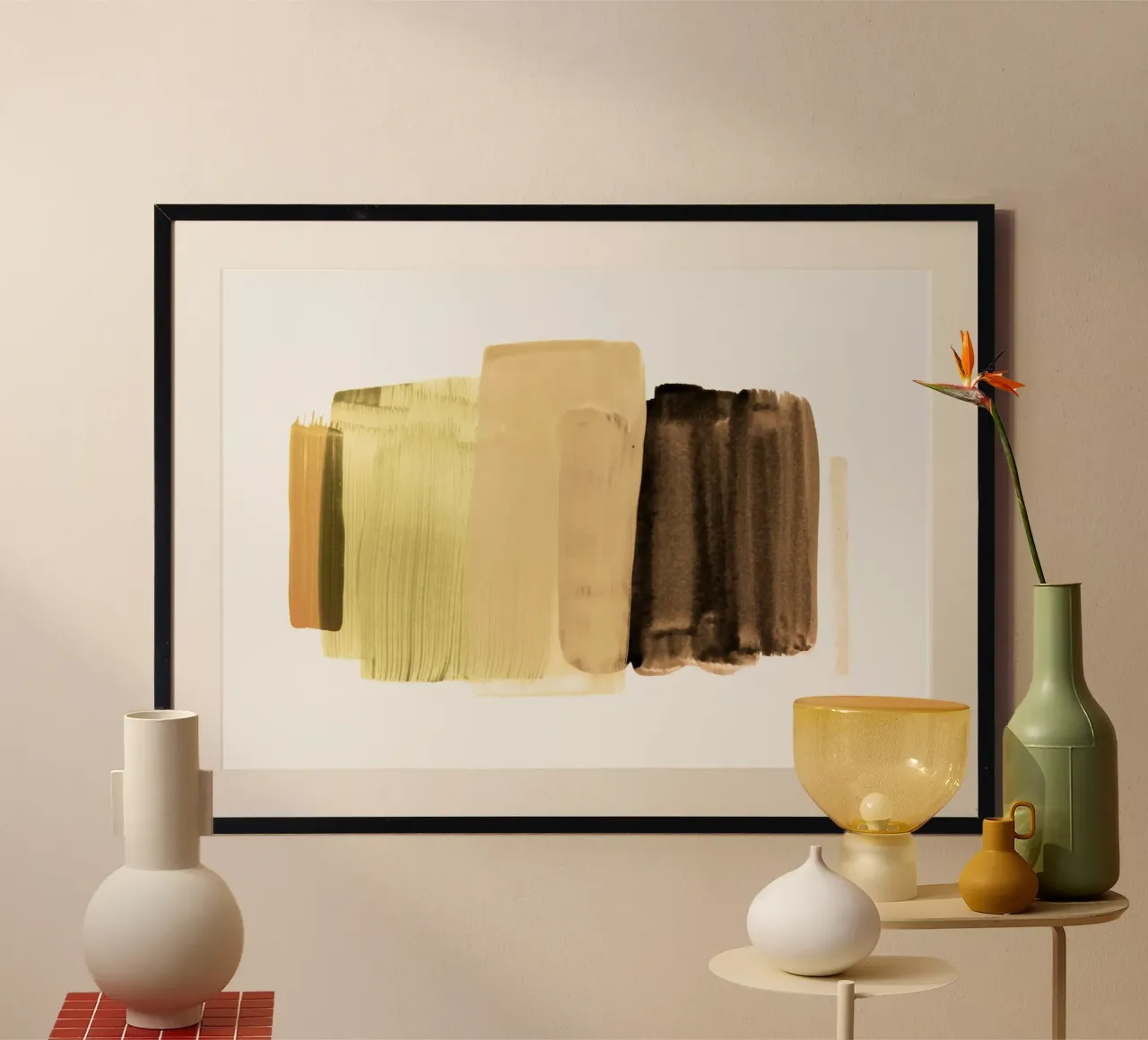 minimalism 17 - yellow poster con telaio in alluminio da IRIS LEHNHARDT FINE ART