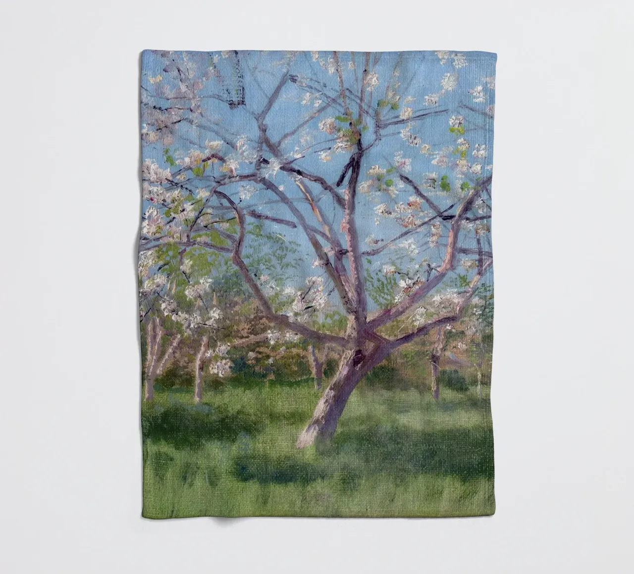 Study of Blooming Trees in an Orchard coperta in pile da apoloprints