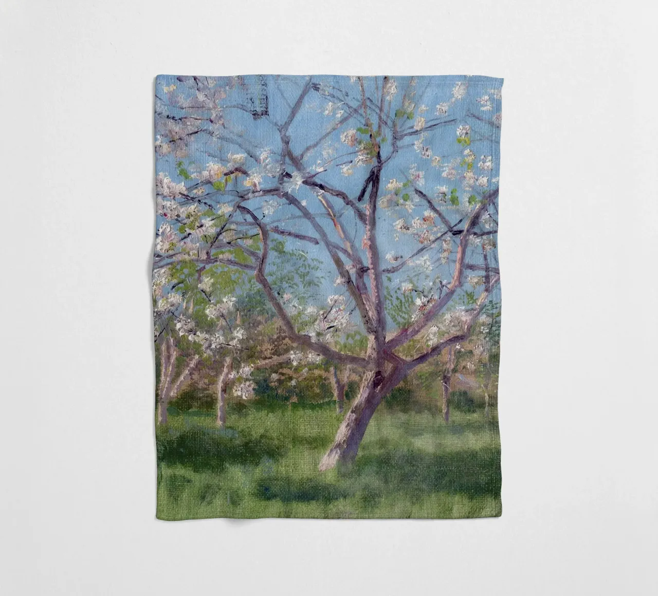 Study of Blooming Trees in an Orchard coperta in pile da apoloprints
