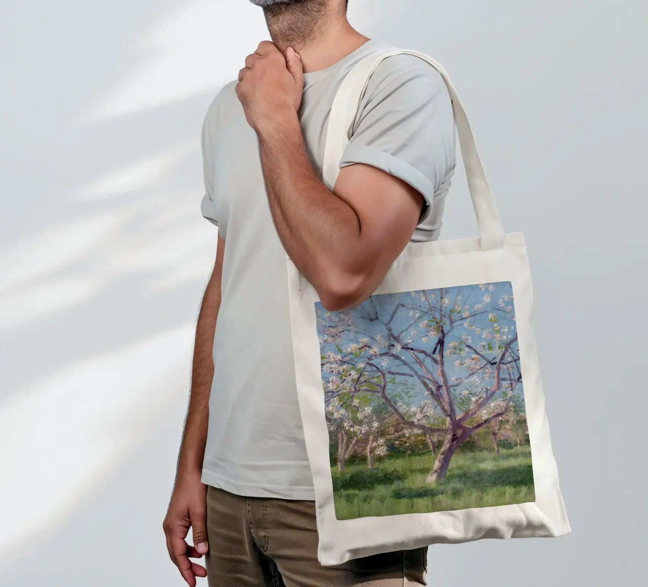 Study of Blooming Trees in an Orchard borsa in juta da apoloprints