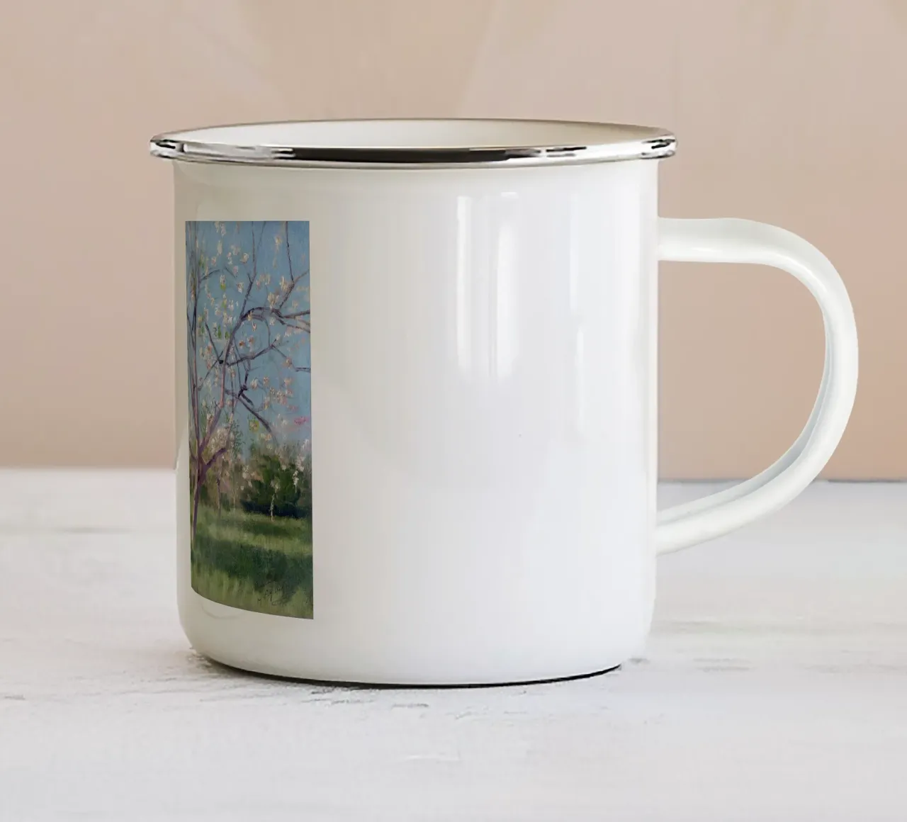 Study of Blooming Trees in an Orchard tazza in smalto da apoloprints