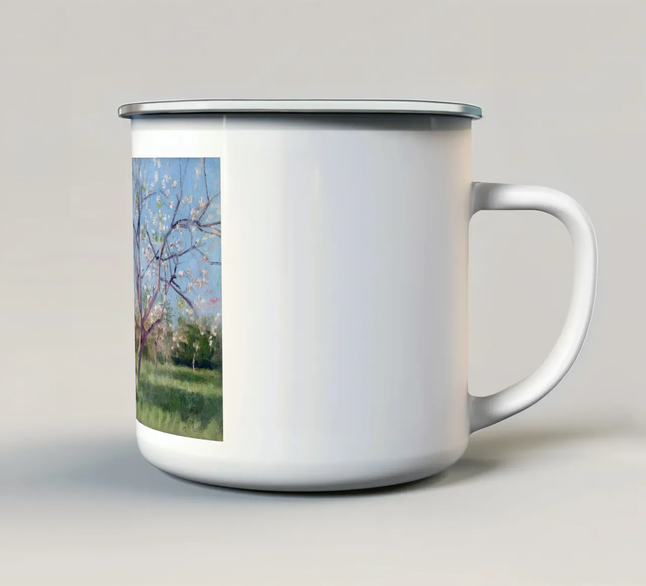 Study of Blooming Trees in an Orchard tazza in smalto da apoloprints