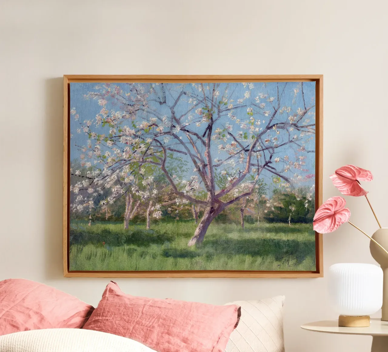 Study of Blooming Trees in an Orchard tela con Cornice a cassetta da apoloprints