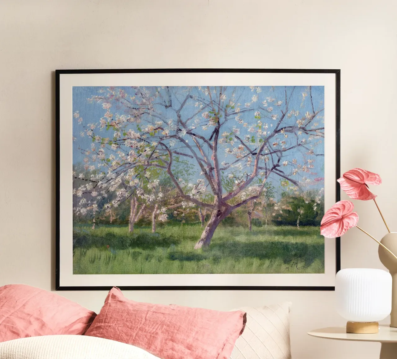 Study of Blooming Trees in an Orchard carta hahnemühle da apoloprints