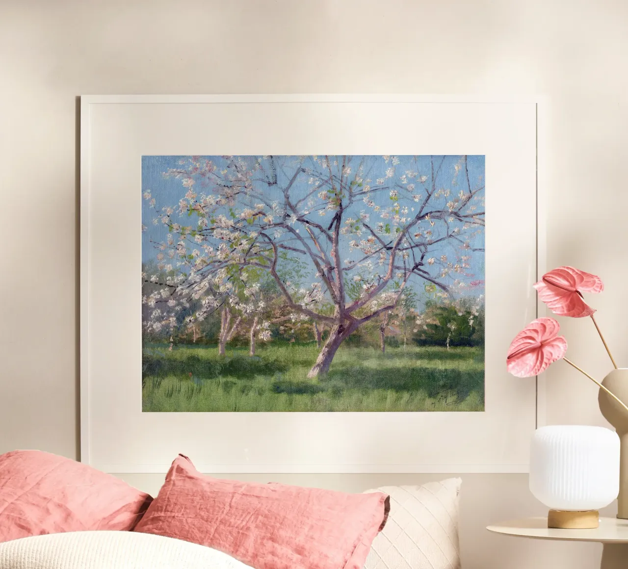 Study of Blooming Trees in an Orchard carta hahnemühle da apoloprints