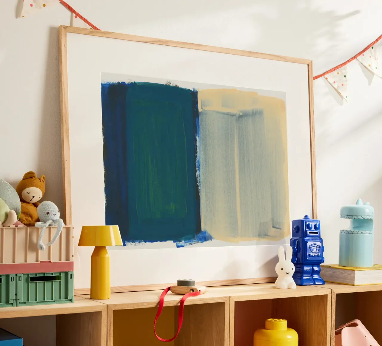green blue yellow layers poster con telaio in plastica da IRIS LEHNHARDT FINE ART