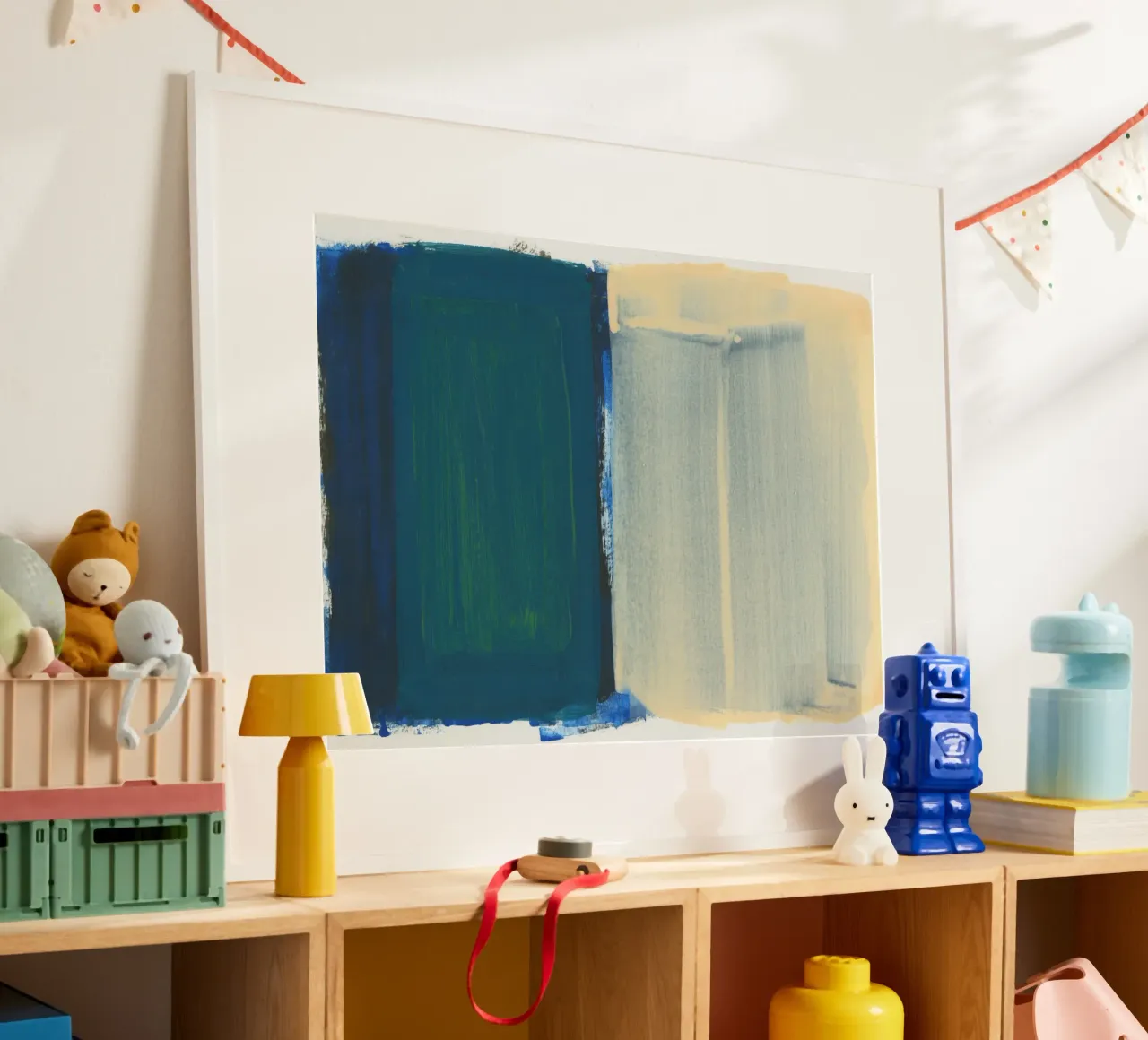green blue yellow layers poster con telaio in plastica da IRIS LEHNHARDT FINE ART