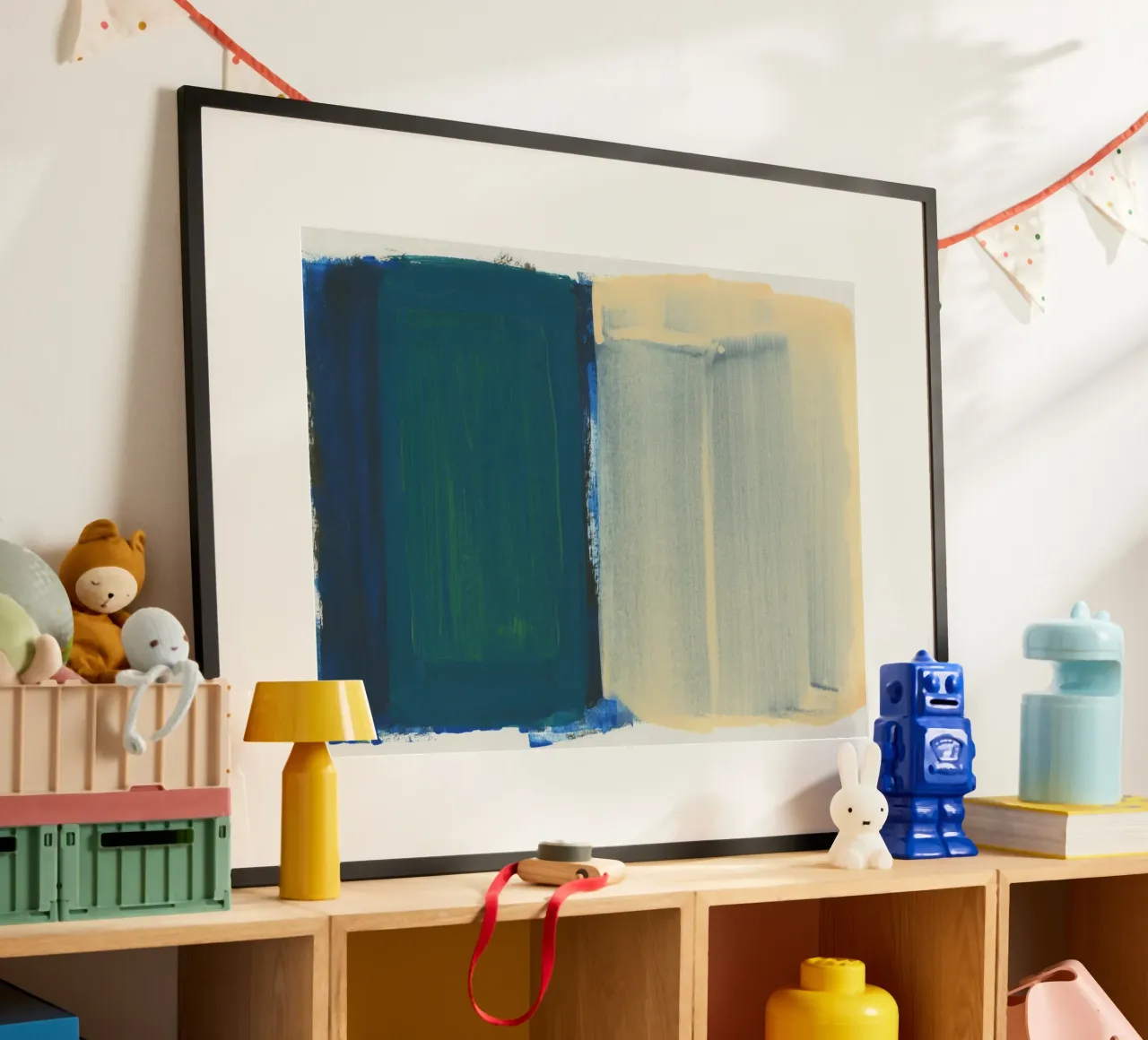green blue yellow layers poster con telaio in plastica da IRIS LEHNHARDT FINE ART