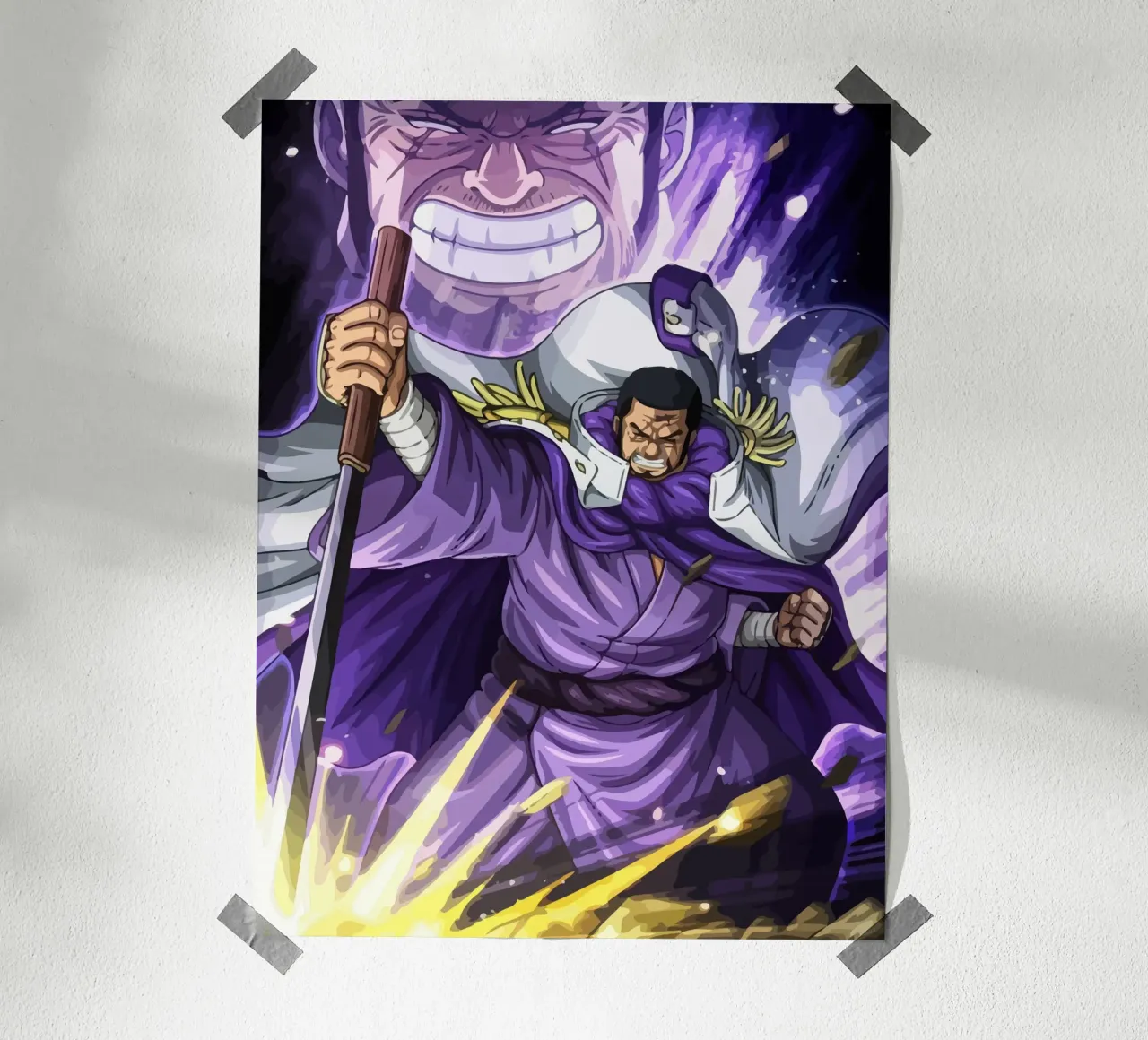 Fujitora Marine One Piece poster con telaio in alluminio da Dumery Art