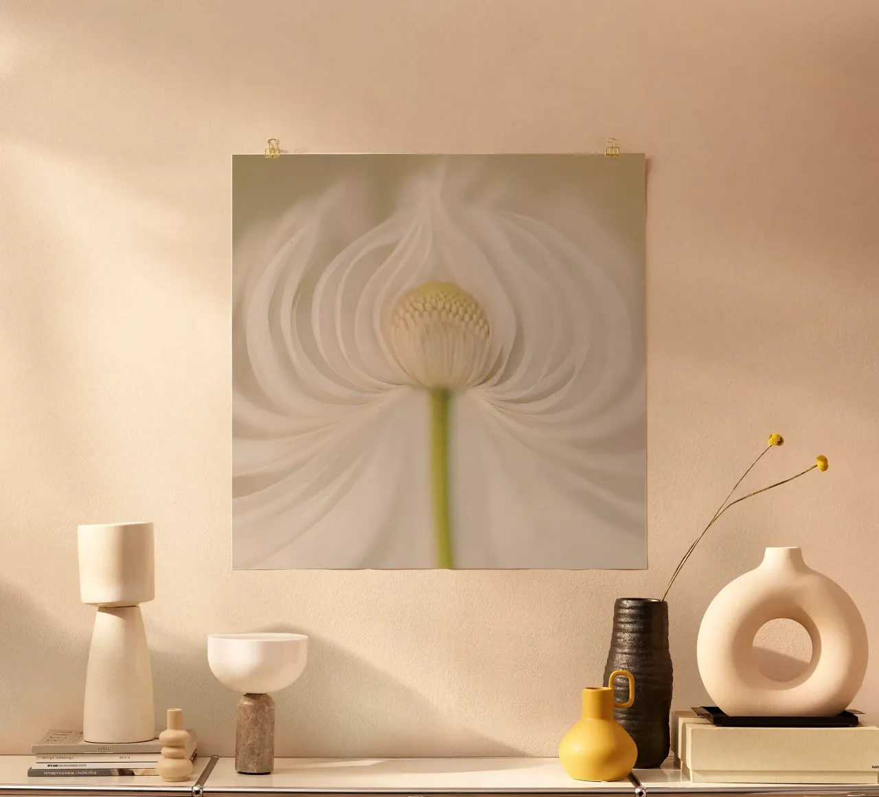 Fiore di margherita poster con telaio in legno da Imagine